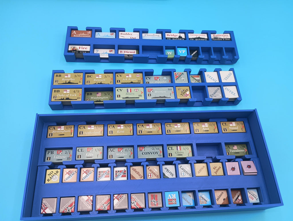 Atlantic Chase Board Game Insert / Organizer. Stacking Counter Trays & Trajectory Marker Storage Solution