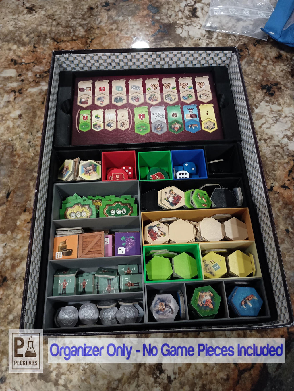 Castles of Burgundy 20th Anniversary: Storage Organizer/Insert with Sliding Lid and Removable Bins