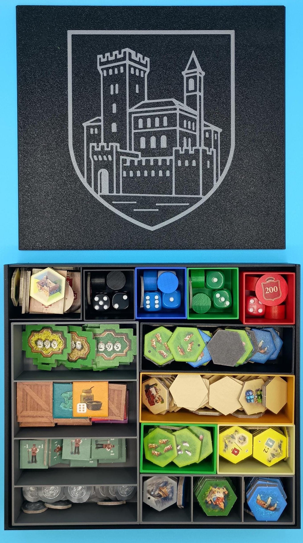 Castles of Burgundy 20th Anniversary: Storage Organizer/Insert with Sliding Lid and Removable Bins