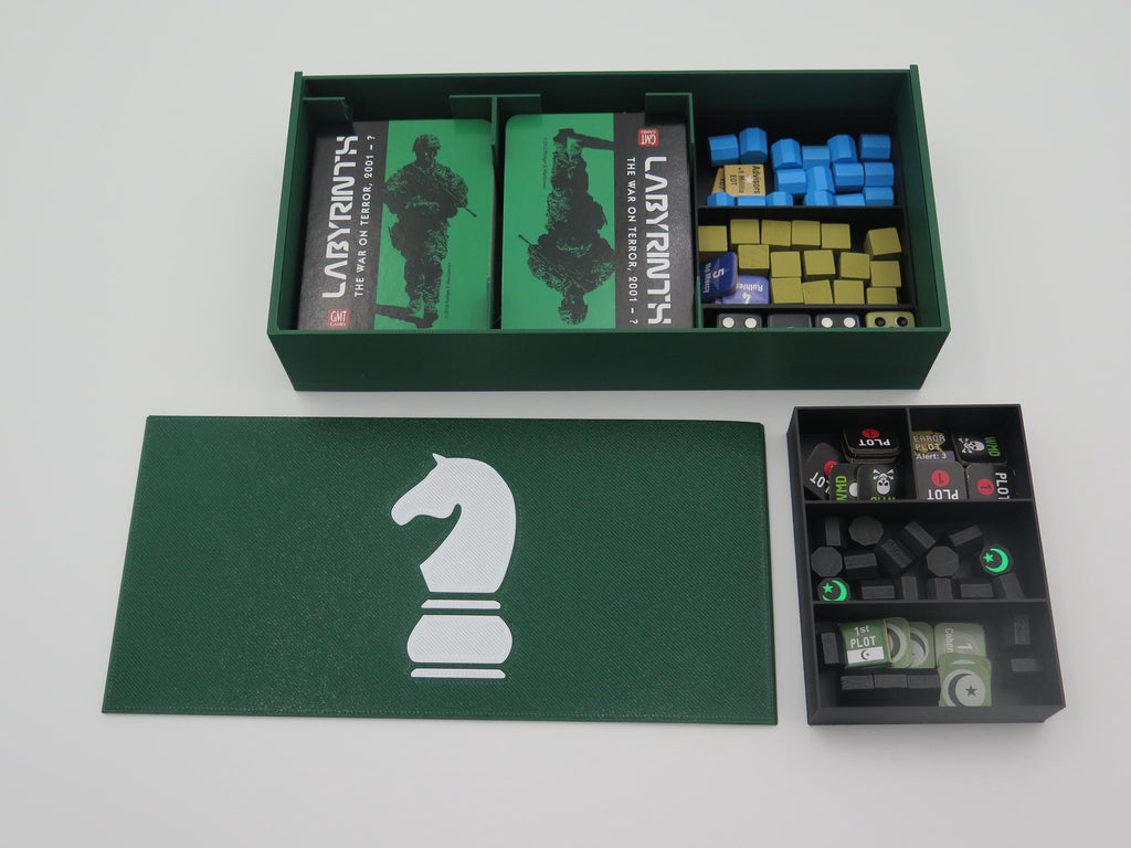 Labyrinth: The War on Terror Board Game Organizer & Insert. Compatible with all expansions.