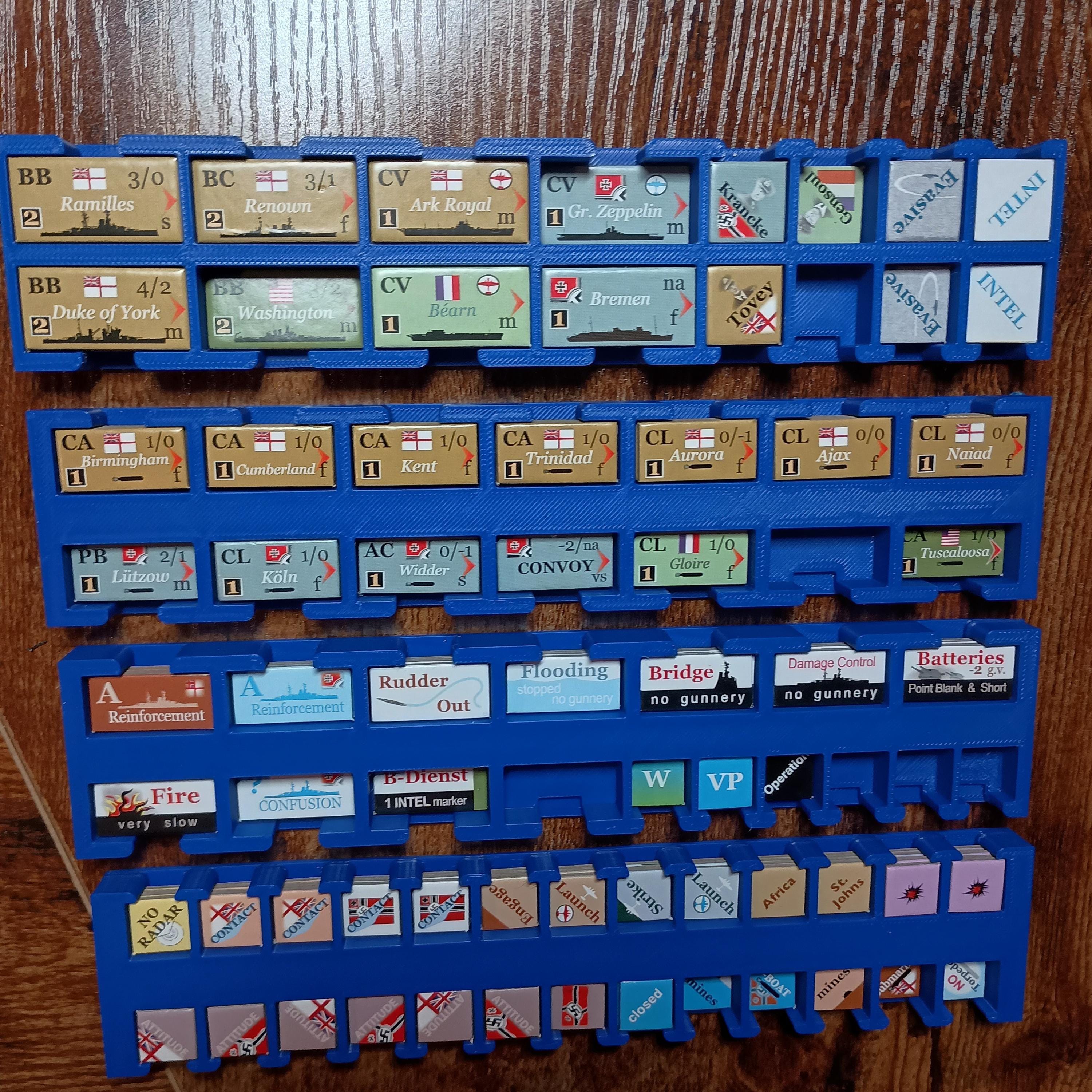 Atlantic Chase Board Game Insert / Organizer. Stacking Counter Trays & Trajectory Marker Storage Solution
