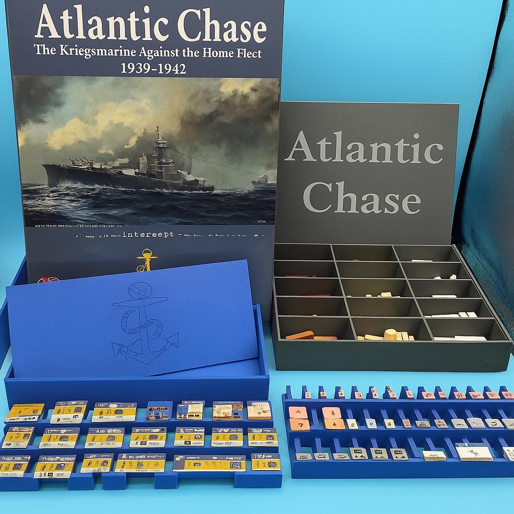 Atlantic Chase Board Game Insert / Organizer. Stacking Counter Trays & Trajectory Marker Storage Solution