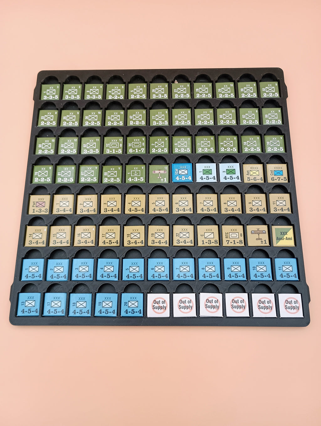 Wargame Counter Storage Tray: 5/8" Lidded for Vertical Storage