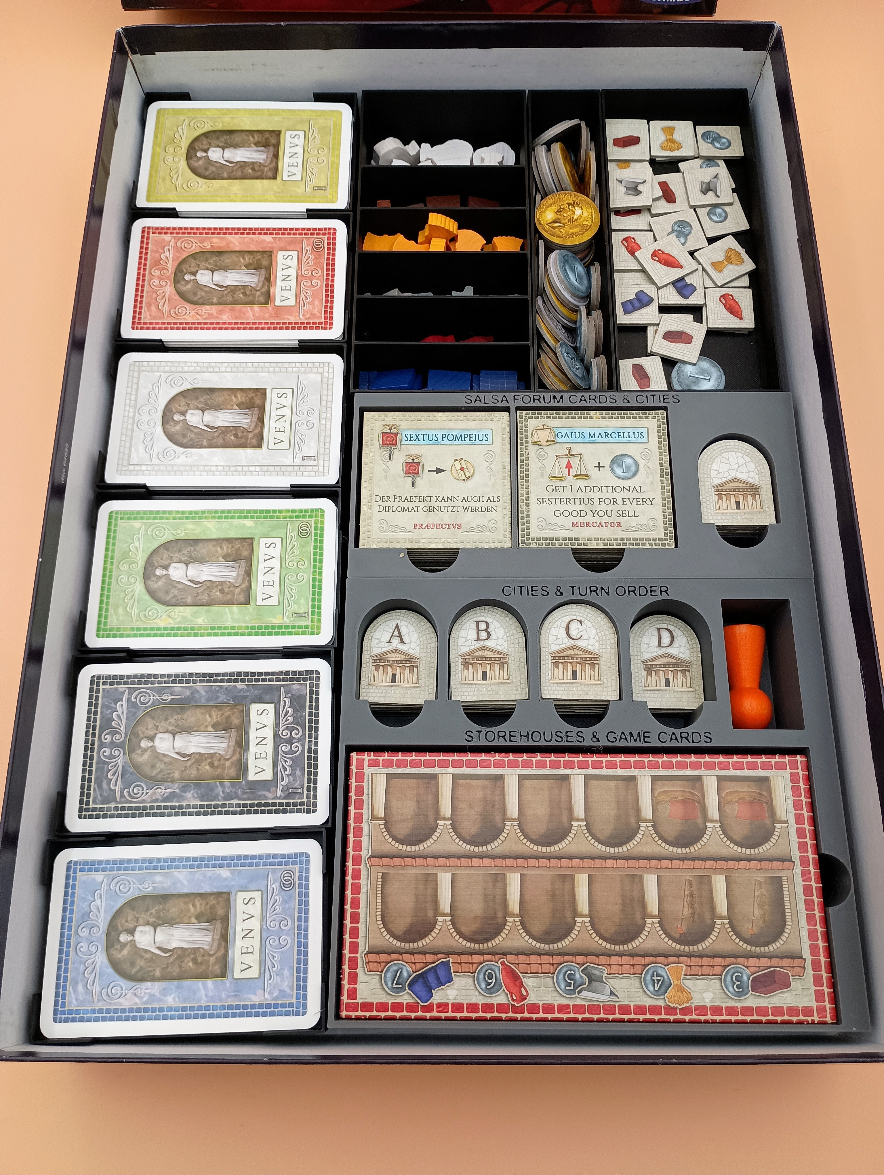 Concordia Venus Board Game Organizer for Salsa + Solitaria Expansions