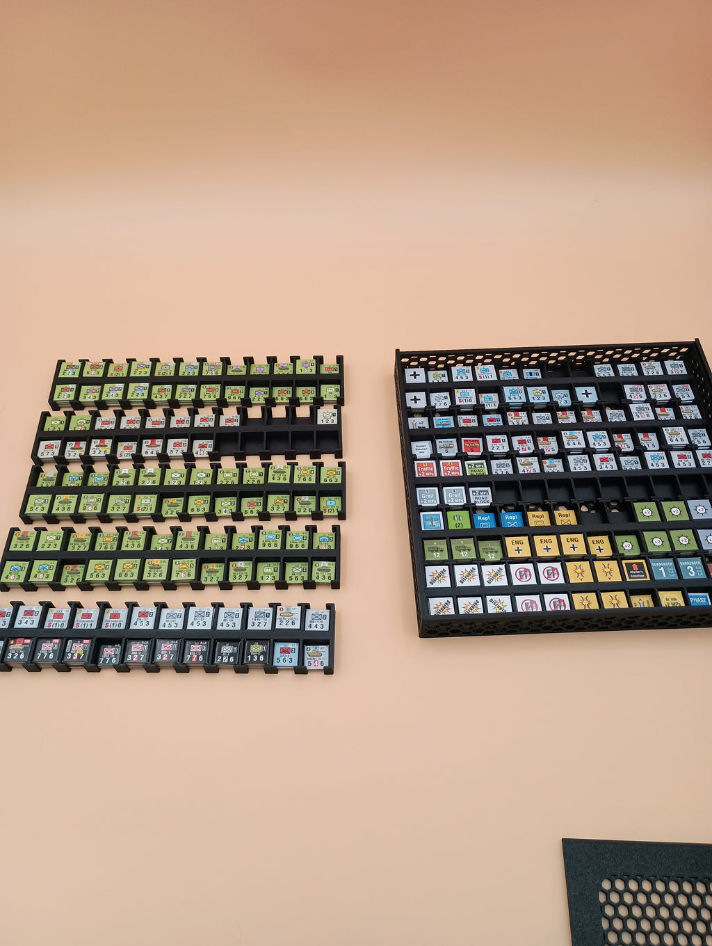 Vertical Safe Wargame Counter Storage Trays - Fits 960 9/16" counters in 22 bins