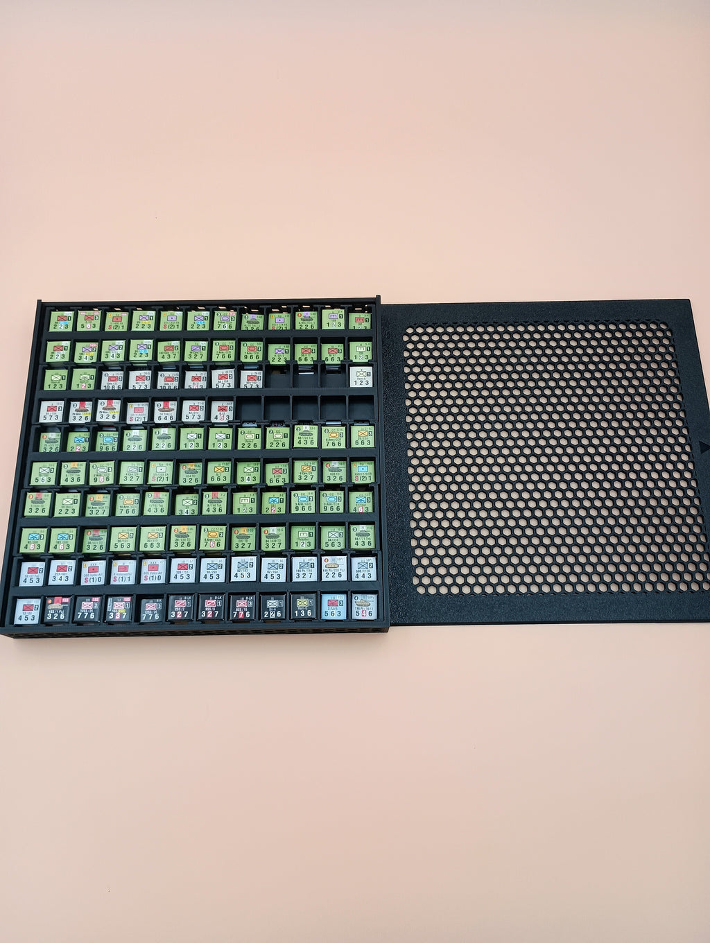 Vertical Safe Wargame Counter Storage Trays - Fits 960 9/16" counters in 22 bins