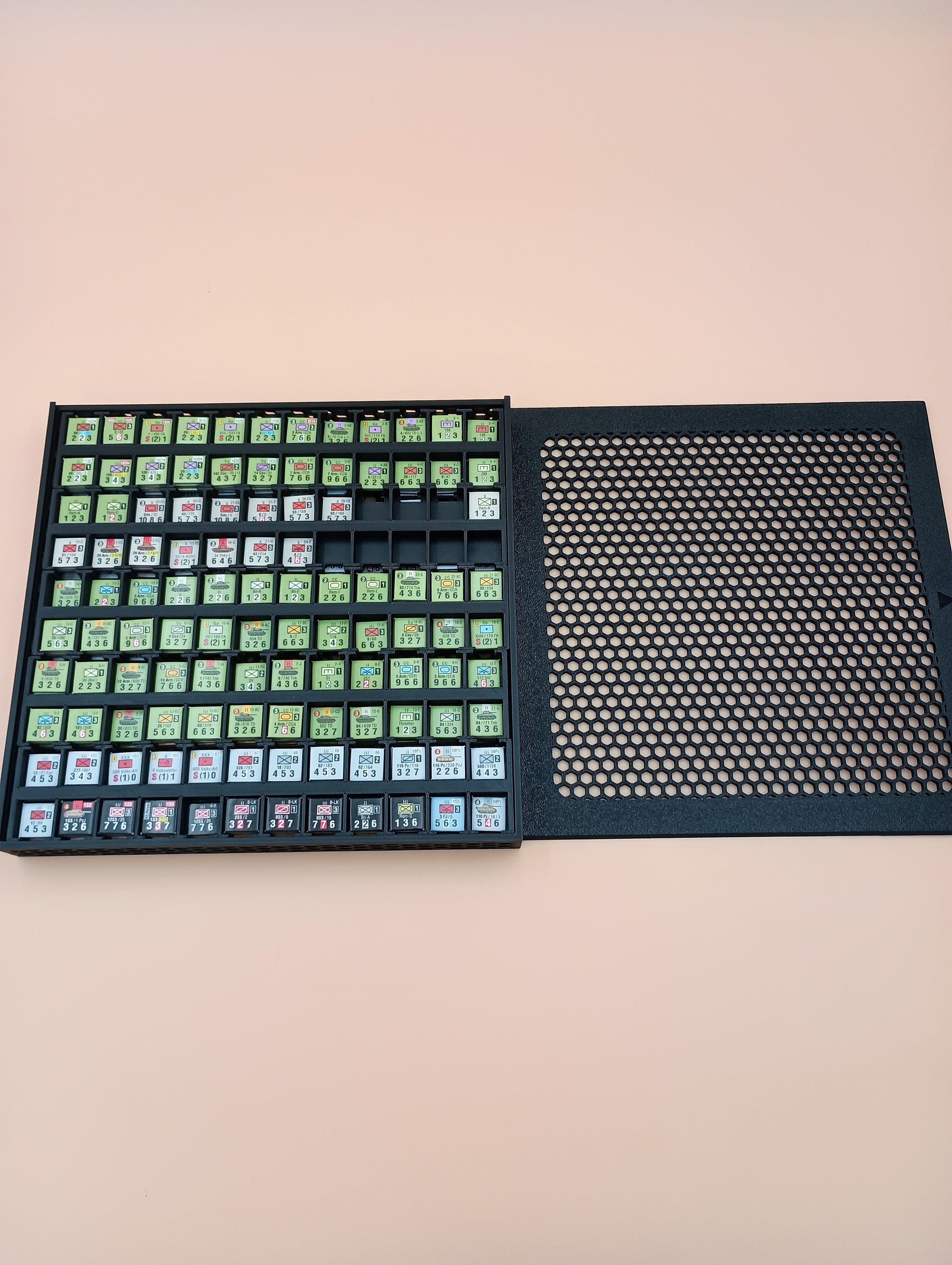Vertical Safe Wargame Counter Storage Trays - Fits 960 9/16" counters in 22 bins