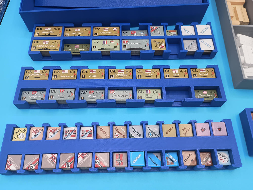 Atlantic Chase Board Game Insert / Organizer. Stacking Counter Trays & Trajectory Marker Storage Solution
