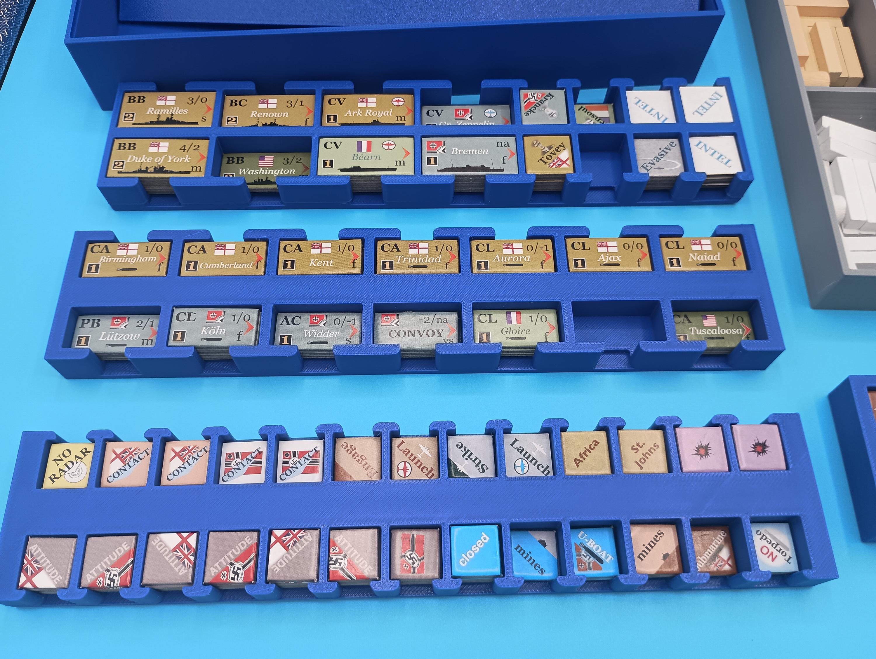Atlantic Chase Board Game Insert / Organizer. Stacking Counter Trays & Trajectory Marker Storage Solution
