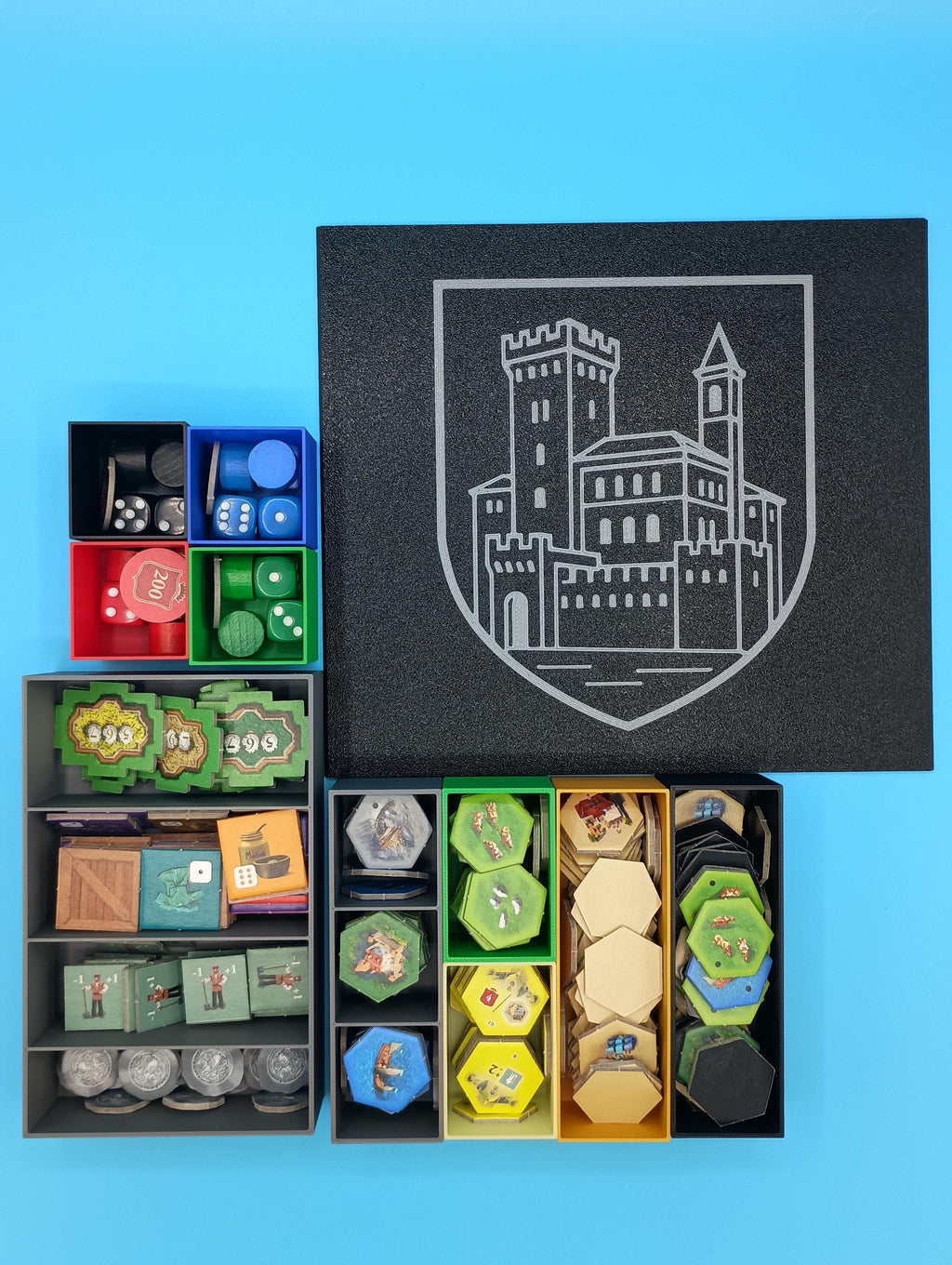 Castles of Burgundy 20th Anniversary: Storage Organizer/Insert with Sliding Lid and Removable Bins