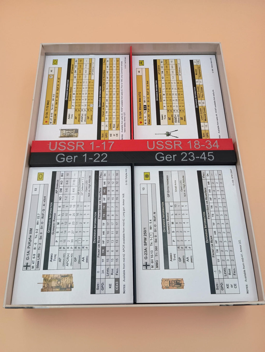 Panzer! All Expansions Compatible Board Game Organizer / Insert